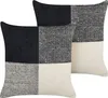 BELIANI 2 dekorační polštáře černá béžová bavlna Patchwork Náhled obrázku produktu 1