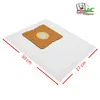 A white vacuum cleaner bag with a brown cardboard attachment is shown on a white background. Red arrows indicate the dimensions of the bag, labeled '30 cm' and '27 cm'. A logo for 'MisterVac' is in the top right corner. Produktbild-Vorschau