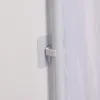 A close-up view of a white hook attached to a white pole, holding a white sheer fabric. Produktbild-Vorschau