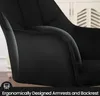 Close-up of a black armchair, highlighting its armrests and backrest. Produktbild-Vorschau