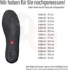 A size chart for insoles with an image of an insole. Produktbild-Vorschau
