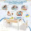 A collage of images showing children using a table and chairs set for various activities, with the actual product shown in the foreground. Produktbild-Vorschau