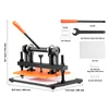 A manual leather cutting machine with its accessories and dimensions displayed. Anteprima dell’immagine prodotto