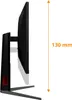Side view of a black computer monitor on a stand, with an orange arrow indicating height. Podgląd zdjęcia produktu
