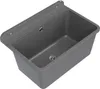 A gray sink basin with a backsplash, mounted on a white background. Produktbild-Vorschau