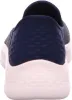 The back view of a blue and white Skechers shoe. Produktbild-Vorschau
