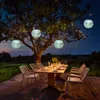LED Solar Lampion - mit Blumenmuster - warmweiße LED - H: 25cm - D: 25cm - Lichtsensor - blau Produktbild-Vorschau