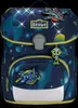 A children's backpack with a space theme, featuring planets, stars, a spaceship, and an alien. Anteprima dell’immagine prodotto