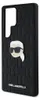 A black phone case with a Karl Lagerfeld monogram pattern and a Karl Head pin logo. Produktbild-Vorschau