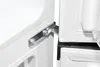 Close-up of a metal hinge mechanism connecting two white panels, likely part of a refrigerator or cabinet. Produktbild-Vorschau