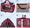 A collage of four images showing a foldable dog crate in different states of use and assembly. Anteprima dell’immagine prodotto