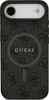A black iPhone case with a repeating Guess logo pattern and a circular MagSafe compatible area in the center. Podgląd zdjęcia produktu