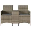 vidaXL Gartensofa 2-Sitzer mit Tisch und Kissen Grau Poly Produktbild-Vorschau 4