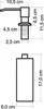 Diagrams showing the dimensions of a soap dispenser and its bottle. Voir les images du produit