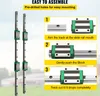 An instructional image showing how to assemble linear motion slide rails. Podgląd zdjęcia produktu