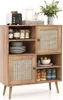 COSTWAY Sideboard en bois, commode avec 4 compartiments & 2 Voir les images du produit 1