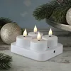 LED Teelichter - 4 wiederaufladbare LED Teelichter mit Ladestation - D- 4cm - flackernd - weiss Produktbild-Vorschau