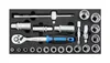 A tool set laid out in a black foam insert. Produktbild-Vorschau