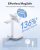 A white wireless charging stand with a blue accessory attached, with marketing text and graphics. Anteprima dell’immagine prodotto