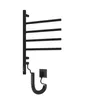 A black electric towel dryer with four foldable arms is shown against a white background. Náhľad obrázku produktu