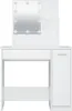 A white vanity table with a mirror and LED lights. Produktbild-Vorschau