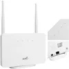 A white 4G/5G WiFi router with two antennas is shown against a white background. Inset images show the back ports and indicator lights. Náhled obrázku produktu