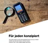 A mobile phone and a magnifying glass are placed on a wooden surface, with marketing text below. Podgląd zdjęcia produktu
