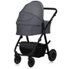 A gray and black baby stroller is shown against a white background. Produktbild-Vorschau