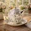 Tea for One Set Teekanne mit Tasse Keramik Weiß Silber Rose Produktbild-Vorschau 5