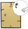 The back of a picture frame with a close-up diagram of the frame's profile and dimensions. Produktbild-Vorschau