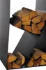 A modern black metal firewood rack filled with logs. Anteprima dell’immagine prodotto