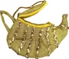 A single, gold, sequined handbag shaped like a genie lamp, displayed against a white background. Produktbild-Vorschau