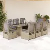 vidaXL 9-tlg. Garten-Essgruppe mit Kissen Beige Poly Rattan Produktbild-Vorschau 2