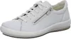 A white leather sneaker with a zipper detail is shown from a side angle against a white background. Náhled obrázku produktu