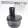 A close-up of a vegetable cutter attachment for a kitchen machine, with descriptive text overlay. Produktbild-Vorschau
