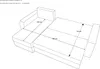 A line drawing of a sectional sofa with dimensions indicated. Voir les images du produit