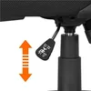 A close-up view of the height adjustment lever and gas lift mechanism of an office chair. Produktbild-Vorschau