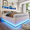 MODFU Lit Coffre Double 180x200 cm - Lit Capitonné en Tissu Voir les images du produit 3