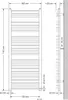 Technical drawing of a radiator with dimensions and measurements. Náhľad obrázku produktu