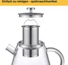 A glass teapot with its lid and infuser basket shown separately, against a white background. Produktbild-Vorschau