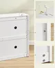 A collage of close-up shots demonstrating the assembly and components of a white cabinet. Náhled obrázku produktu