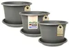 MePla - 3 x Set - Pflanzkübel Cylindro ø 50 + Untersetzer ø Produktbild-Vorschau 1