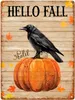 Rabe auf Kürbis - Hello Fall Metallschild XXL in 28x38 cm Produktbild-Vorschau 1