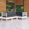 4-tlg. Garten-Lounge-Set mit Kissen Weiß Kiefernholz Produktbild-Vorschau 2