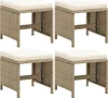 vidaXL Gartenhocker 4 Stk. mit Sitzkissen Poly Rattan Beige Produktbild-Vorschau 2