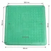 A green square manhole cover with dimensions indicated by measurement lines and text. Podgląd zdjęcia produktu
