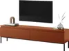 A modern TV lowboard with a television mounted above it, displayed against a white background. Voir les images du produit