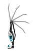 A cordless vacuum cleaner shown in profile with multiple ghosted images indicating its adjustable handle. Náhled obrázku produktu