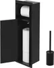 A black toilet paper holder and toilet brush set against a white background. Podgląd zdjęcia produktu