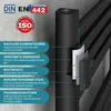A close-up diagram of a black radiator, highlighting its features with text callouts and layered graphics. Produktbild-Vorschau